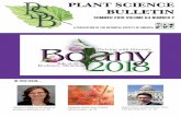 PLANT SCIENCE BULLETIN - cms.botany.org Katherine Culatta, North Carolina State University (Advisor: Dr. Alexander Krings), for the proposal: Taxonomy, Population Genetics, and Status