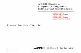 Installation Guide - alliedtelesis.com · RFI Emissions FCC Class A, EN55022 Class A, EN61000-3-2, EN61000-3-3, VCCI Class A, C-TICK, CE Warning In a domestic environment this product