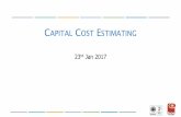 CAPITAL COST ESTIMATING - BPE · estimating plant capital cost total plant capital cost tic = engineering design costs + tic engineering, procurement, construction management (@20%)