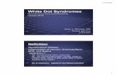 White Dot Syndromes - ttuhsc.edu · 1/17/2019 6 MEWDS Multiple Evanescent White Dot Syndrome • Summary • Unilateral disease of young women most with viral prodrome • Small spots