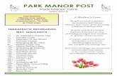 PARK MANOR POSTparkmanor.ca/images/newsletter/2015_05_PMC_Post.pdf · PARK MANOR POST Park Manor Care ... Kista DePourrg . Sandra Friesen . Barbara Garner . Lisa Gemmell . Haydon