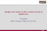 Single arm trials in the context (era) of platforms · C2 MET ex 14 sk T SMO/PTCH1Crizotinib* E EGFR T790M AZD9291 U NF2 loss F ALK transloc Crizotinib G ROS1 transloc Crizotinib