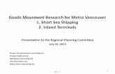 Goods Movement Research for Metro Vancouver 1. Short Sea … · Inland Terminals: Key Findings • Import- riented terminal: o Typically located in high population areas; Calgary