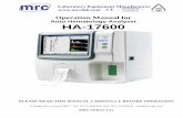 Operation Manual for - MRCLAB Manual for Auto Hematology Analyzer HA-17600 Auto Hematology Analyzer User’s Manual 2 Thank you very much for being the user of Auto Hematology Analyzer.