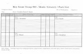 Boy Scout Troop 583 - Meals / Grocery / Pack List (Approx ... · Boy Scout Troop 583 - Meals / Grocery / Pack List (Approx.) Campout / Dates: Pantry Shop No. Packed Day Meal: Day
