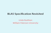 BLAS Specification Revisited - William Paterson Universitycs.wpunj.edu/~kaufmanl/BLAS.pdf · BLAS Specification Revisited Linda Kaufman William Paterson University . Wish list •