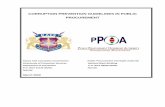 CORRUPTION PREVENTION GUIDELINES IN PUBLIC · PPDA Pubic Procurement and Disposal Act 2005 PPDR Pubic Procurement and Disposal Regulations 2006 PPOA Public Procurement Oversight Authority