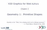 Geometry 1: Primitive Shapes - x3dgraphics.comx3dgraphics.com/slidesets/X3dForWebAuthors/Chapter02GeometryPrimitives.pdf · 4 Overview: Geometry 1, Primitive Shapes Common pattern