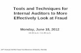 Tools and Techniques for Internal Auditors to More ... · 23rd Annual ACFE Fraud Conference ... The Fraud Tree Where do you focus your time and resources? Fraud Tree Cash larceny