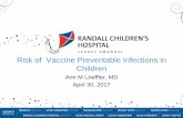 Risk of Vaccine Preventable Infections in Children · > Careful exam for meningitis / bone or joint disease / cellulitis / lymphadenititis > LP before antibiotics in particularly