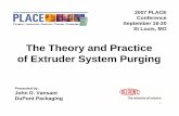 The Theory and Practice of Extruder System Purging · Tappi Place Conference 2007 17 Purging Practice 9You must run a wide range of RPM’s 9Never just “let it drool” – be active