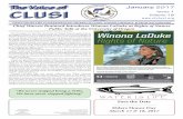 The Voice of January 2017 CLUSI Volume 18 Issue 1 · on behalf of the Tribes and introduced the night’s main speaker, Winona LaDuke, Internationally renowned Indigenous Environmental