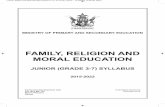 FAMILY, RELIGION AND MORAL EDUCATION · moral uprightness, inclusivity and tolerance among citizens with acceptable behaviours and values (Unhu/Ubuntu/Vumunhu). 1.2 Rationale Family,