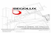 BEGOLUX · DEMO Descrição Dimensões Código (A x B)mm CORVO LED Descrição Dimensões Código DEMO ALN Máx. 50 - - 21143760505 9,0078x43 Janeiro 2019 Tabela de preços Iluminação