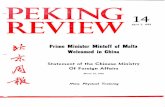 Prime Minister Mintoff of Malta Welcomed in China · Prime Minister Mintoff of Malta Welcomed in China Statement of the Chinese Ministry Of Foreign Affairs March 31, 1972 Mass Physical