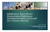 Distribution Total Factor Productivity Preliminary ... · Distribution Total Factor Productivity Preliminary Findings for Hydro One and the Ontario Industry STEVE FENRICK FENRICKS@POWERSYSTEM.ORG