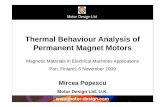 Thermal Behaviour Analysis of Permanent Magnet Motors · Thermal Behaviour Analysis of Permanent Magnet Motors Magnetic Materials in Electrical Machines Applications Pori, Finland,