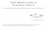 SAT Math Level 2 Practice Test C - worldwisetutoring.com · SAT Subject Test - Math Level 2 Practicelll 1) A game has 2 spinners. Spinner #1 has a probability of landing red of 2/3.