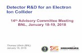 Detector R&D for an Electron Ion Collider · Detector R&D for an Electron Ion Collider 14th Advisory Committee Meeting BNL, January 18-19, 2018 Thomas Ullrich (BNL) January 18, 2018
