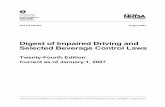 Digest of Impaired Driving and Selected Beverage Control Laws · DOT HS 810 827 August 2007 Digest of Impaired Driving and Selected Beverage Control Laws This document is available