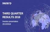 THIRD QUARTER RESULTS 2018 - panalpina.com · Increased profitability Accelerated volume growth in Air Freight in Q3 Ocean Freight at break-even in Q2 and Q3 SAP TM implementation