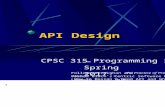 The Design Process - faculty.cse.tamu.edufaculty.cse.tamu.edu/.../notes/ProgrammingStudio/originalNotes/API…  · Web viewAPI Design. CPSC 315 – Programming Studio. Spring 2017.