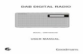 DAB DIGITAL RADIO - Goodmans Official · Manual tune 4.8 Choosing radio stations or options 4. DRC (Dynamic range compression) 5. Prune ... Used to connect the DAB Digital Radio to