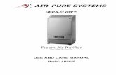 Room Air Purifier - storage.googleapis.com · and Autopsy Rooms; Nursing Homes, Rehab Centers, Correctional Facilities and Laboratories — this compact stand-alone unit provides