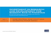 Investment in Research and Development for Basmati Rice in ... · ASIAN DEVELOPMENT BANK ADB Central and West Asia Working Paper Series Investment in Research and Development for