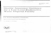 NUREG-1293, Rev. 1 'Quality Assurance Guidance for a Low ... · NU REG- 1293 Rel v. . I Quality Assurance Guidance for a Low-Level Radioactive Waste Disposal Facility U.S. Nuclear