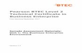 Pearson BTEC Level 2 Technical Certificate in Business ... Technicals... · Pearson BTEC Level 2 Technical Certificate in Business Enterprise – Unit 1 The Business Enterprise Environment