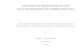 THE ROLE OF MANGANESE IN THE ELECTROWINNING OF … · the role of manganese in the electrowinning of copper and zinc . this thesis is presented for the degree of doctor of philosophy
