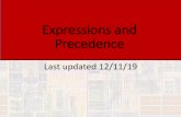 Expressions and Precedence - faculty-web.msoe.edu filePrecedence Operator Description Associativity 1 ++ -- Suffix/postfix increment and decrement Left -to right Function call [] Array
