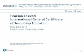 Pearson Edexcel · Home Notes Pearson Edexcel International General Certificate of Secondary Education May–June 2019 Examination Timetable – FINAL Week 2 Date Morning Length Afternoon