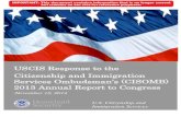 USCIS Response to the Citizenship and Immigration · USCIS Response to the Citizenship and Immigration Services Ombudsman’s (CISOMB) 2013 Annual Report to Congress November 12,