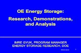 OE Energy Storage: Research, Demonstrations, and Analysis · OE Energy Storage: Research, Demonstrations, and Analysis . IMRE GYUK, PROGRAM MANAGER ENERGY STORAGE RESEARCH, DOE. HTAC