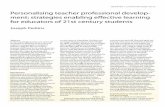 Personalising teacher professional develop ment ... · Research into adult learning theory suggests that adult learners are generally autonomous and self-directed, goal-ori entated,