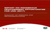 Report on Indigenous Procurement Opportunities for LNG · Report on Indigenous Procurement Opportunities for LNG: Executive Summary 6 Executive Summary For participation to be realized,