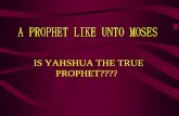 IS YAHSHUA THE TRUE PROPHET???? · Prophet send by YHVH has to be like MOSES. Deuteronomy 18:18 I will raise them up a Prophet from among their brethren, like unto thee, and will
