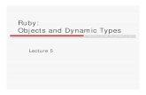 Ruby: Objects and Dynamic Typesweb.cse.ohio-state.edu/~joseph.97/courses/3901/lectures/lecture05.pdf · Ruby: "Everything is an Object" In Ruby, every variable maps to an object Integers,