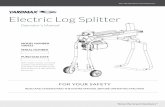 Electric Log Splitter - YARDMAX · before using your new Log Splitter. Pay attention to all cautions and warnings. Electric Log Splitter » Operator’s Manual SUPPORT Your new Log