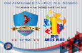 THE AFM GENERAL BUSINESS MEETING 2018 - afm-ags.orgafm-ags.org/wp-content/uploads/2018/11/One-AFM-Game-Plan-Presentation... · One AFM Game Plan –Past. M.G ... • 2015/2016: Committees
