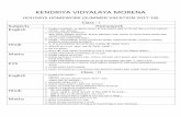 KENDRIYA VIDYALAYA MORENA - kvmorena.org.in · 6. Solve ex. 2.4 complete. 7. Make a chart of classification of polygons. 8. Find the value of x Science 1. Make a chart of different