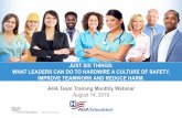 JUST SIX THINGS: WHAT LEADERS CAN DO TO HARDWIRE A … · JUST SIX THINGS: WHAT LEADERS CAN DO TO HARDWIRE A CULTURE OF SAFETY, IMPROVE TEAMWORK AND REDUCE HARM. AHA Team Training