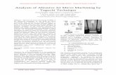 Analysis of Abrasive Jet Micro Machining by Taguchi Technique · During the process of abrasive jet micro machining, the influence of varied input factors like machining pressure,