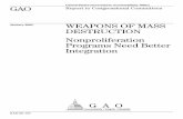 GAO-05-157, WEAPONS OF MASS DESTRUCTION: … · WEAPONS OF MASS DESTRUCTION Nonproliferation Programs Need Better Integration GAO found that there is no overall strategy that integrates