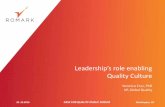 Quality Culture - MDICmdic.org/.../2016/10/Final.V-Cruz-Leaderships-Role-in-Quality-Culture.pdf · QUALITY CULTURE Why have a culture of Quality? Culture of Quality Product Quality