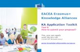 EACEA Erasmus+ Knowledge Alliances · EACEA Erasmus+ Knowledge Alliances KA Application Toolkit Tool 6 How to submit your proposal? Yes, you can apply until 28/02/18! (12:00 CET Brussels