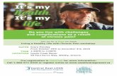 It’s my life fileIt’s my health. It’s my life. Join us for a free six-week Living a Healthy Life with Chronic Pain workshop. Pre-registration is required, for more information: