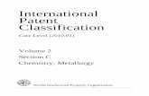 International Patent Classification · International Patent Classification Core Level (2010.01) Volume 2 Section C Chemistry; Metallurgy World Intellectual Property Organization